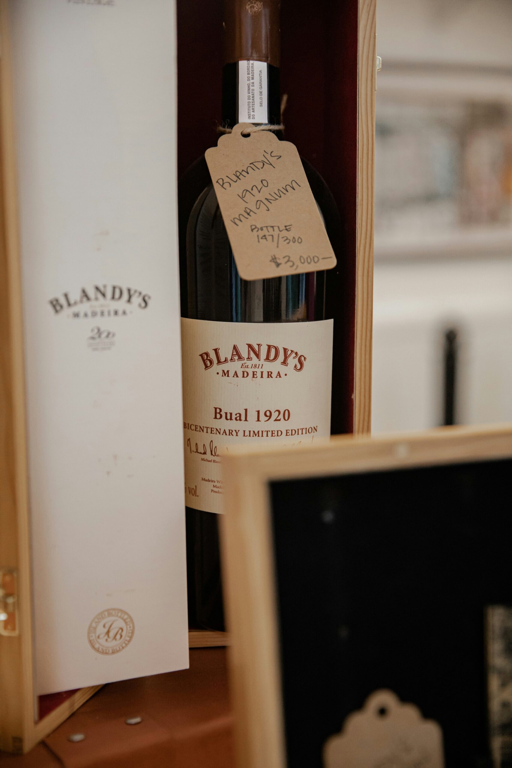 a bottle of wine sitting on top of a table